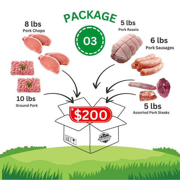 Package 03 – Pork Box - Ground Pork Chops Roast and Steaks