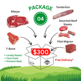 Package 04 – Ultimate Premium Beef Box | 13.5 lbs Ribeye, T Bone, Strip Loin, Tenderloin & Rib Steaks