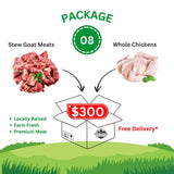 Package 08 – Goat Stew Meat & Whole Chicken Box – $300