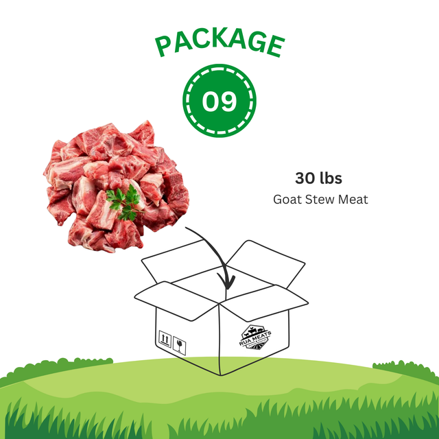 Package 09 -  Fresh Goat Meat – 30 lbs (Vacuum-Sealed for Freshness) $400