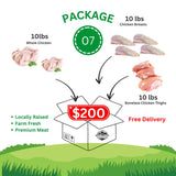 Package 07 - Farm-Raised Chicken Variety Box - Whole Chickens, Breasts, Thighs Naturally Raised Local Farm-to-Freezer Pack